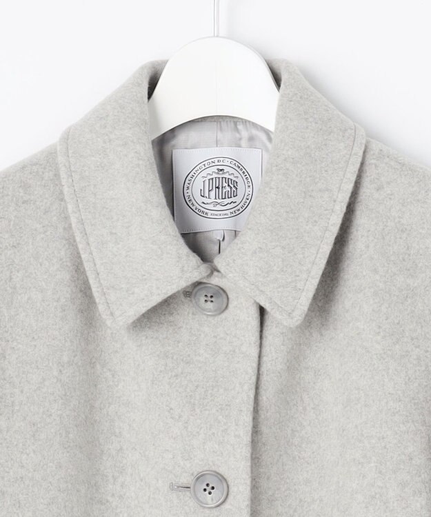 J.PRESS LADIES S ショートビーバー ロング丈 ステンカラー コート トップグレー系