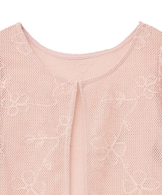 earth music&ecology フラワーコード刺繍カーディガン Pink