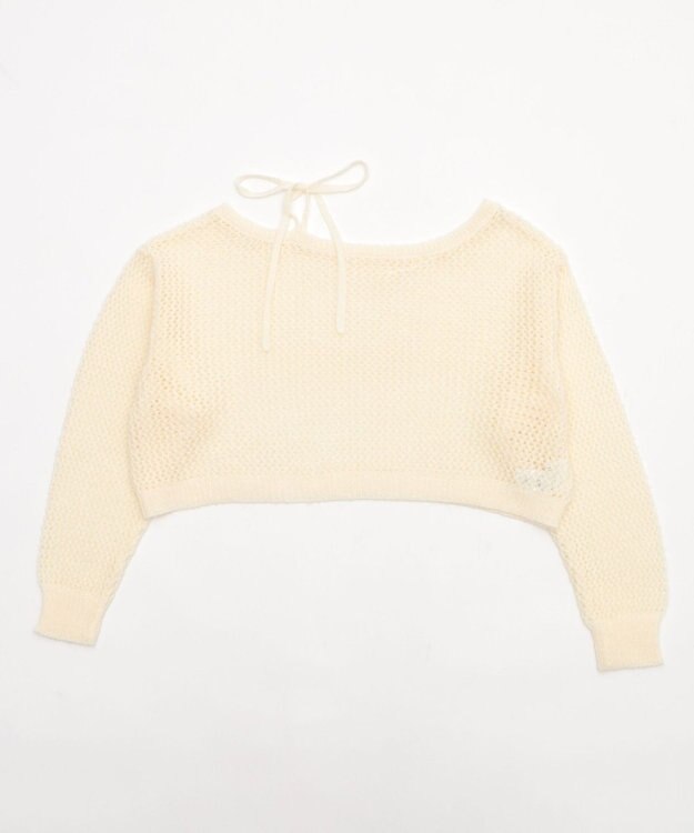 WEGO モヘアタッチ2WAYワンショルニット ホワイトアイボリー