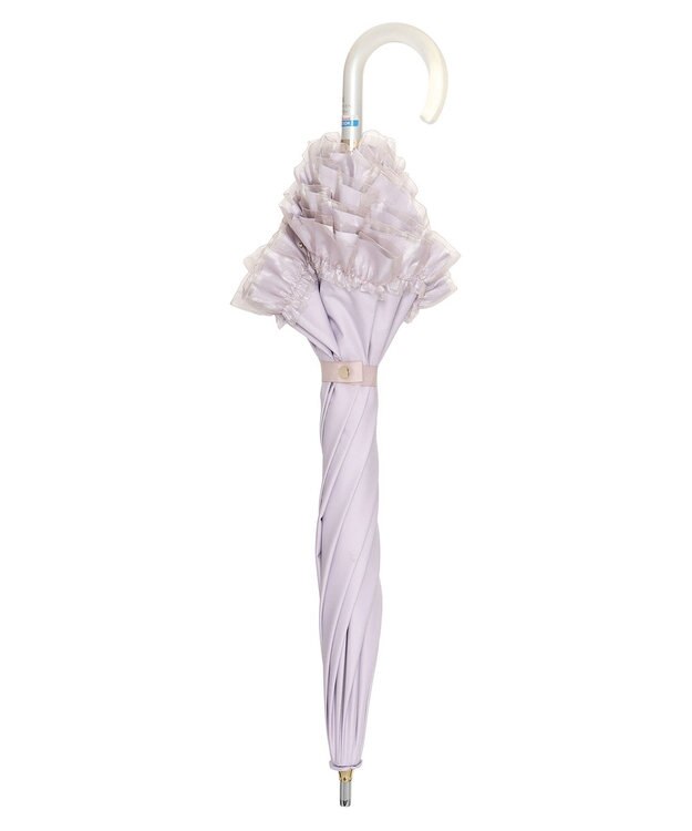 MOONBAT 【ランバン オン ブルー（LANVIN en Bleu）】晴雨兼用日傘　ビジュー付きオーガンジーフリル ライトパープル