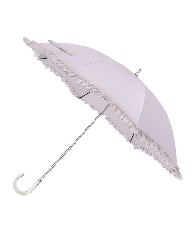 MOONBAT 【ランバン オン ブルー（LANVIN en Bleu）】晴雨兼用日傘　ビジュー付きオーガンジーフリル ライトパープル