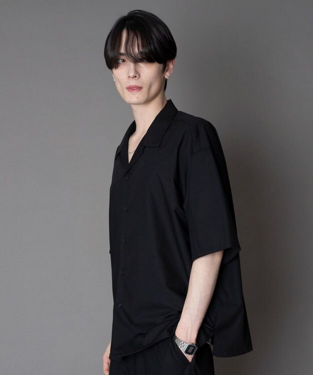 WEGO 【ユニセックス着用ITEM/SMLサイズ展開】 TRオープンカラーシャツ（SS） ブラック