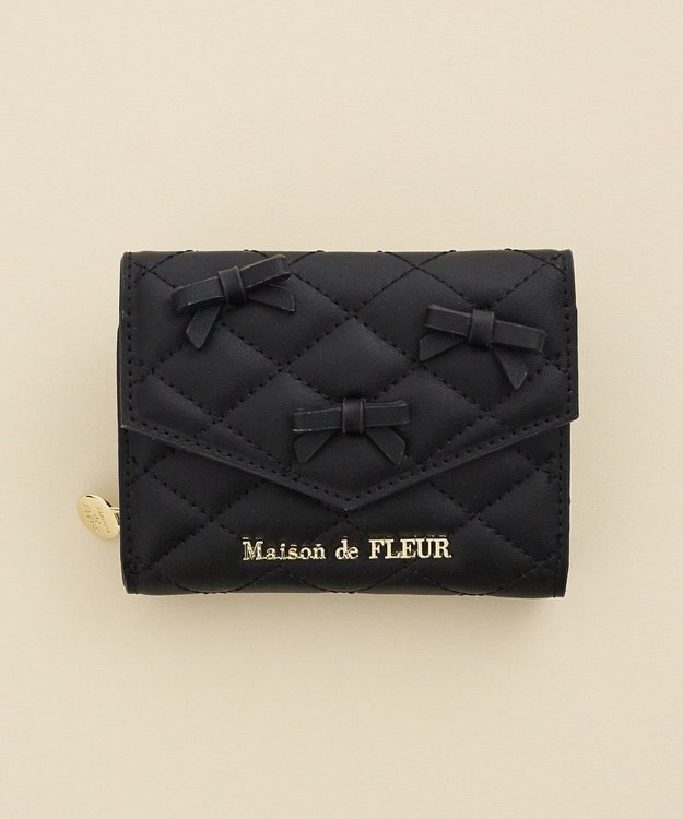 Maison de FLEUR ロンバスキルトリボンウォレット Black