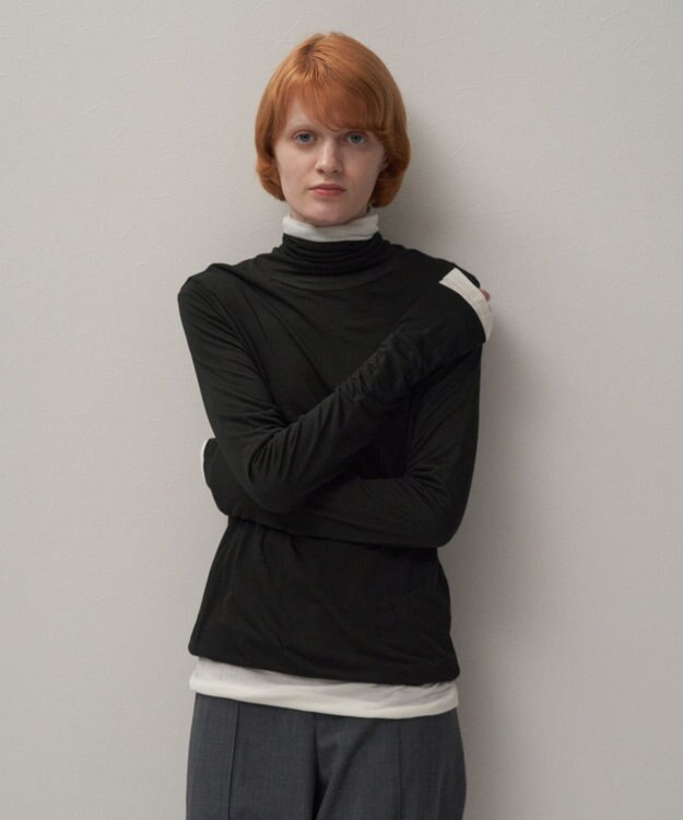ATON MODAL SILK JERSEY | タートルネック BLACK