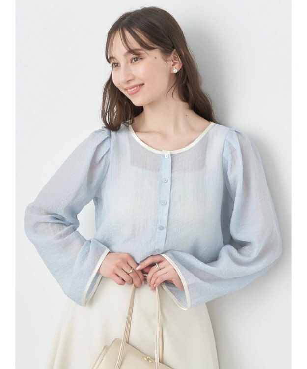 earth music&ecology シアーパイピングシャツ Sax