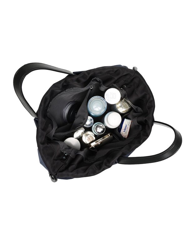 style code 【PADMA/パドマ】カードケース付　ナイロン巾着トートバッグ ネイビー