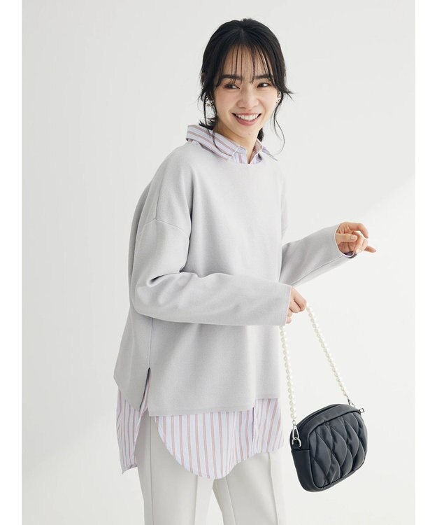 Green Parks 洗える　ボートネックニットプルオーバー Light Gray