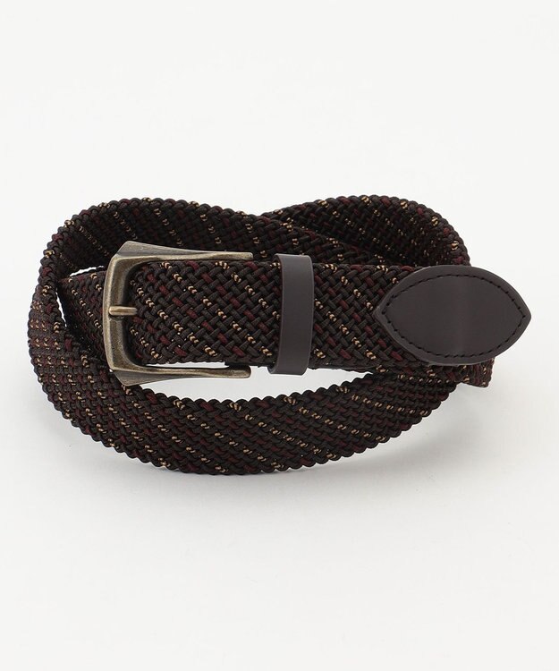 JOSEPH ABBOUD 【イタリア素材・ストレッチ・日本製】 ミックスメッシュレジメンタル ベルト ダークブラウン系