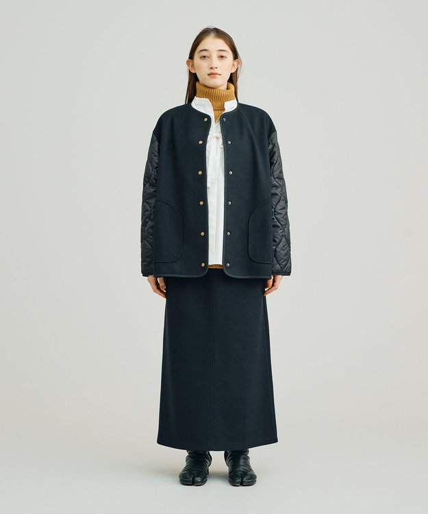 J.PRESS YORK STREET 【WOMEN】キルト×ジャージ ブルゾン ブラック系