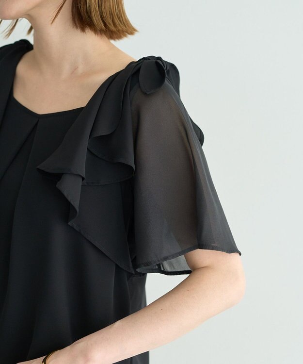YECCA VECCA リボンスリーブブラウス Black