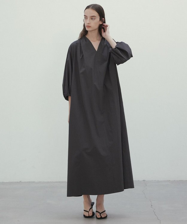 BEIGE， 【洗える】MALLOW / コットンパフスリーブマキシドレス Slate