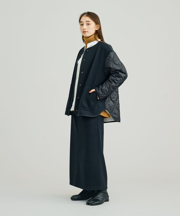 J.PRESS YORK STREET 【WOMEN】キルト×ジャージ ブルゾン ブラック系