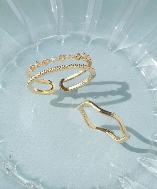 Phoebe フェミニンプレイスドビジューセットリング　ゴールド ゴールド