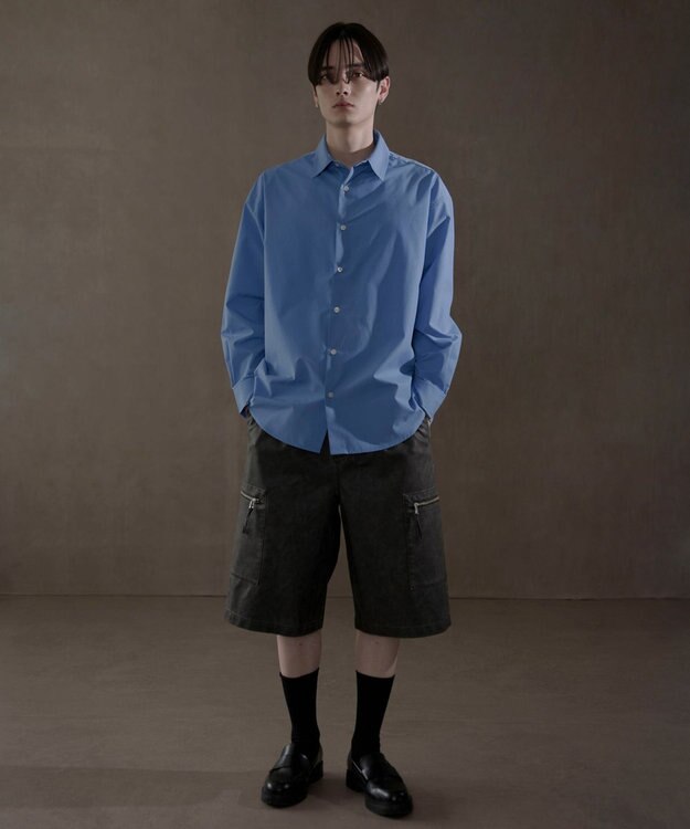 WEGO ブロードルーズシャツ ブルー