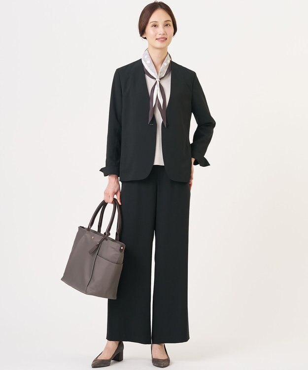 J.PRESS LADIES L 【セットアップ対応・人気素材】Light ジョーゼット イージー パンツ ブラック系