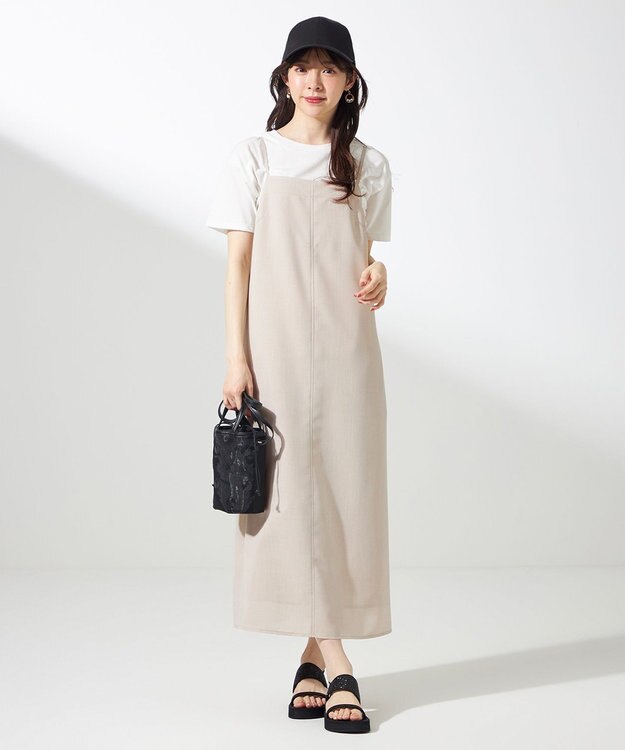 ANY SIS 【接触冷感・速乾・UVカット・洗える】スイートクール キャミワンピース ライトベージュ