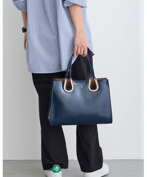 MioFIRANO ホースシューエナメルハンドバッグ 2WAY　FIRANO フィラノ NAVY