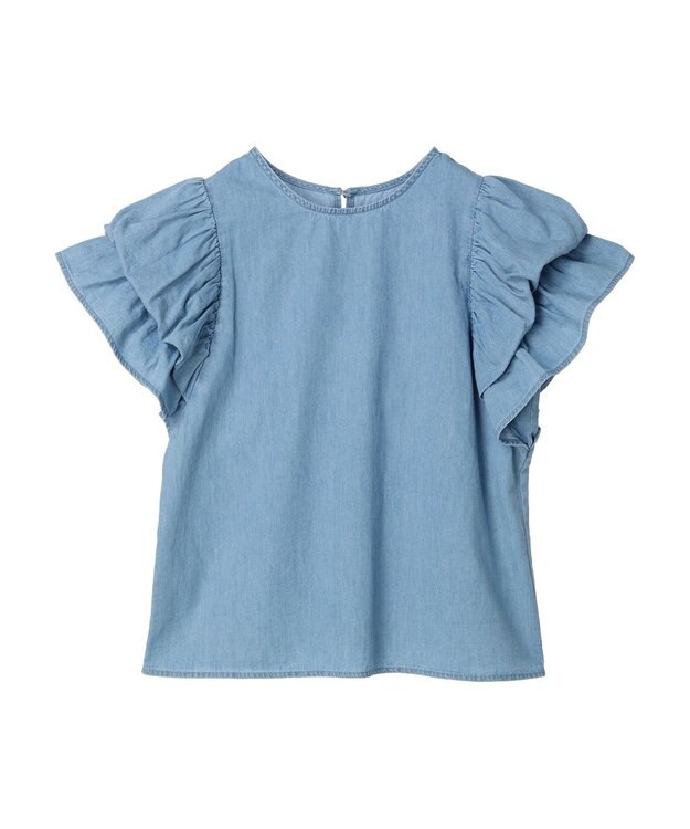 earth music&ecology ボリュームスリーブブラウス Blue