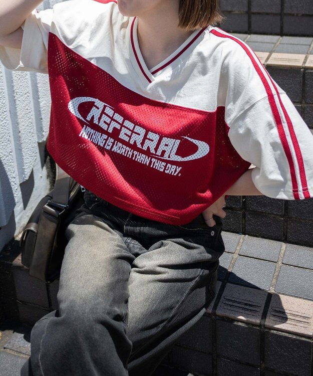 WEGO 2ライン切り替えメッシュショートT ワイン