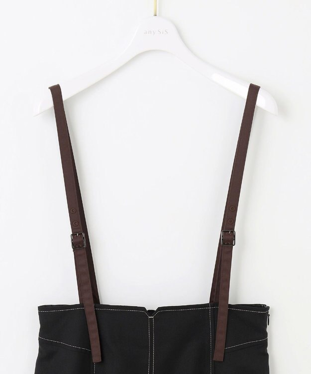 ANY SIS 【洗える】カラーMIXシャンブレー スカート ブラック