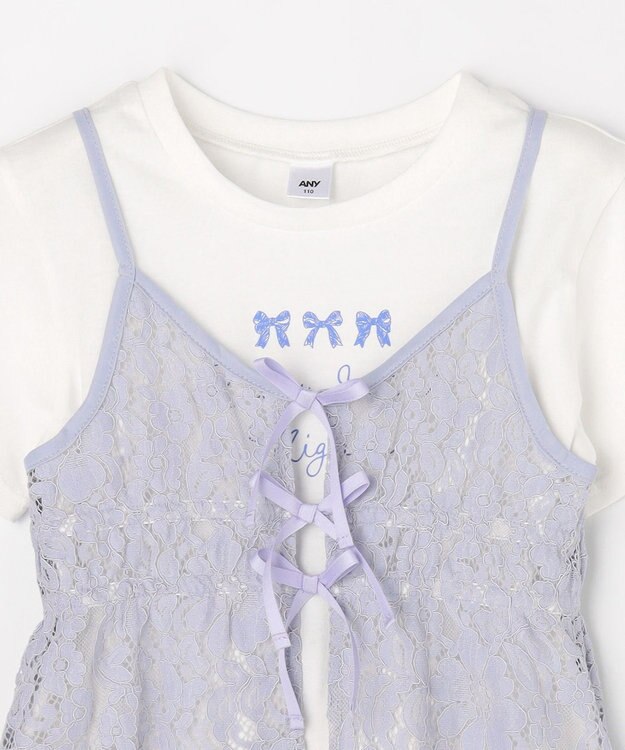ANY KIDS 【2点セット】Tシャツ×レース キャミソールチュニック ホワイト