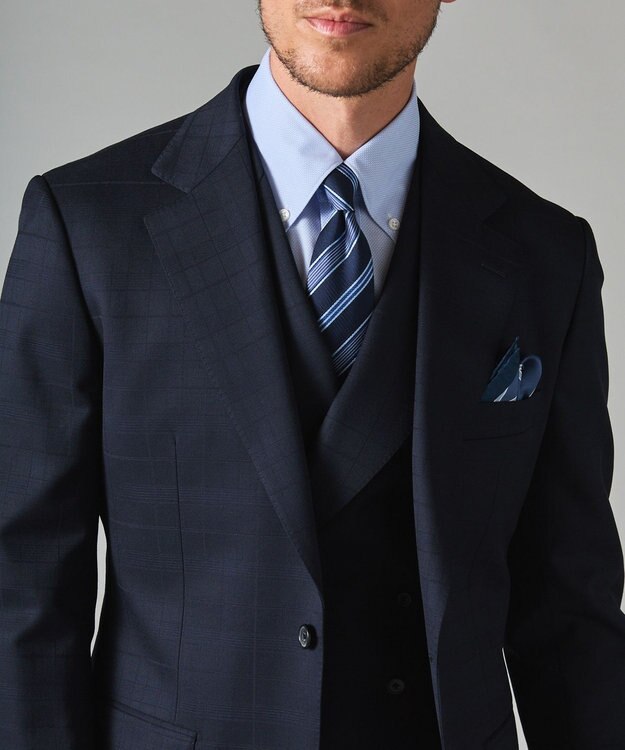 GOTAIRIKU オールシーズン対応【山栄毛織】 RETRO TECH スーツ ネイビー系4