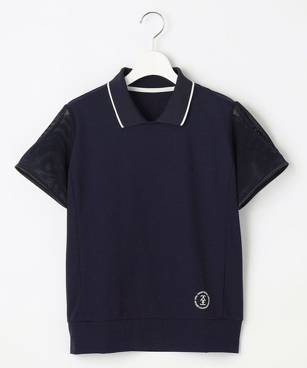 23区GOLF 【辻梨恵プロ着用】メッシュスリーブストレッチポロ ネイビー系