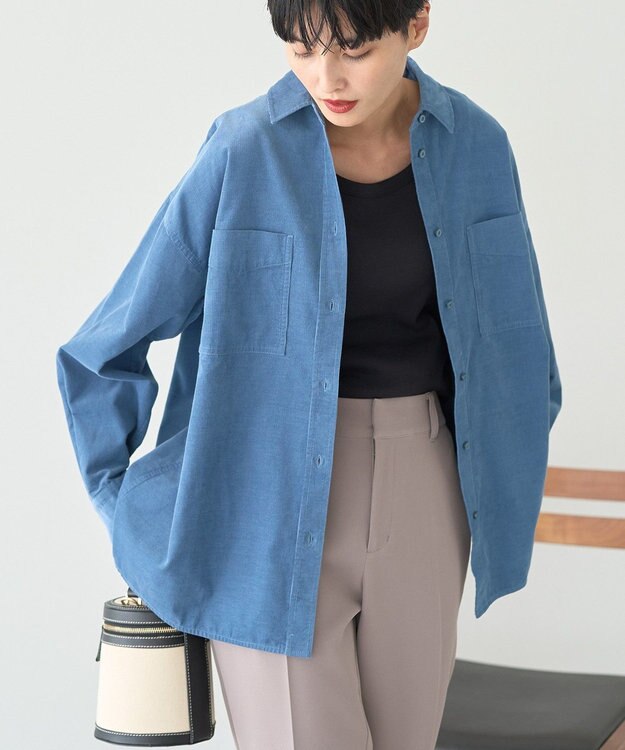AMERICAN HOLIC Ｗポケットコーデュロイシャツ Blue