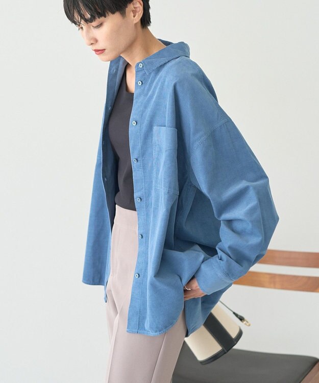 AMERICAN HOLIC Ｗポケットコーデュロイシャツ Blue