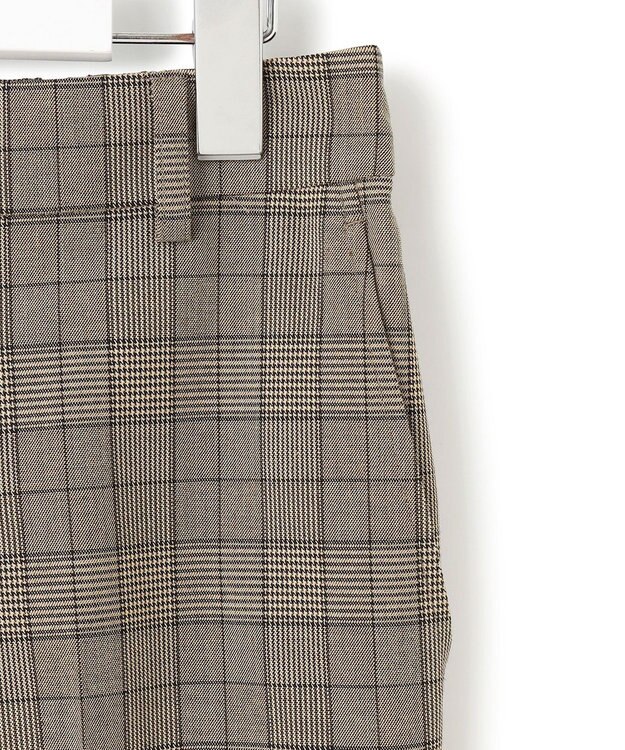 23区 【洗える】ドライ2WAYストレッチ チェック テーパード パンツ ブラウンチェック