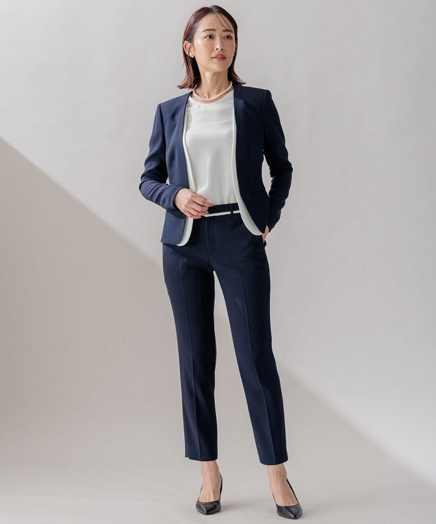 BEIGE， 【L-size】CINDY / クロップドパンツ Navy × White