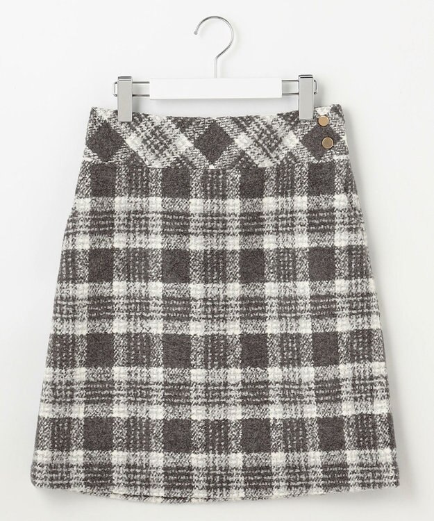 自由区 L BALLIループミルドチェック スカート グレー×オフ