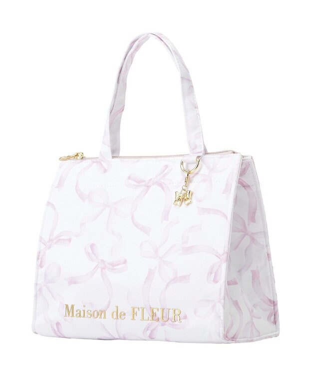 Maison de FLEUR 【保冷機能付き】リボン柄保冷バッグ Pink