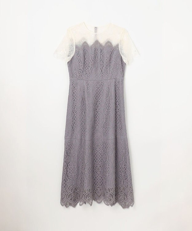 GRACE CONTINENTAL レース切替フレアドレス グレー