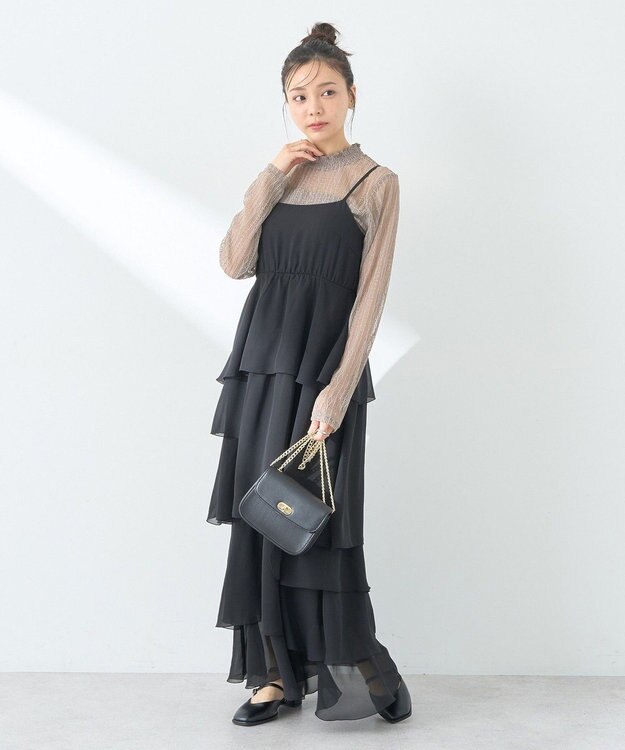 earth music&ecology アシンメトリーティアードワンピース Black