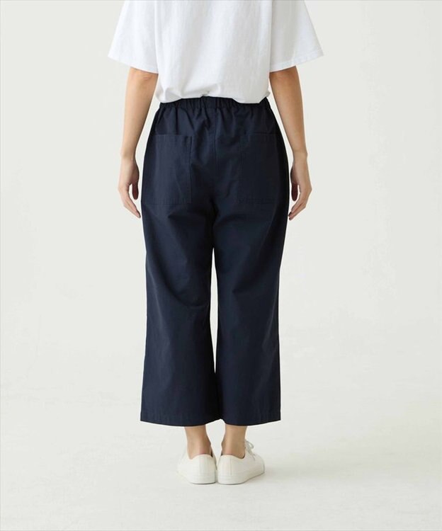 caqu color linen wide cropped コットンリネンクロップド丈ワイドパンツ navy