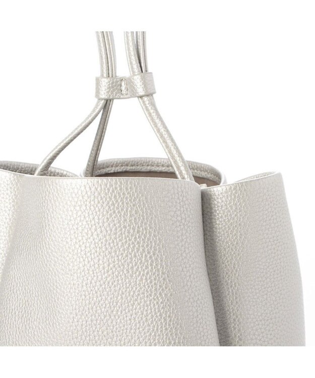 UNBILLION カシュカシュ cachecache / シュリンク合皮ワンハンドル手提げ シルバー