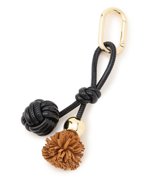 23区 【WEB&一部店舗限定】ボール フリンジ チャーム キャメル×ブラック