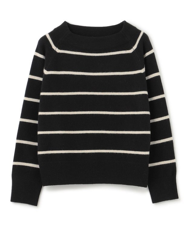 UNFILO カシミヤブレンド オフネックニット ブラックボーダー