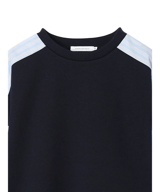 AMERICAN HOLIC イージーケア異素材ポンチプルオーバー Navy