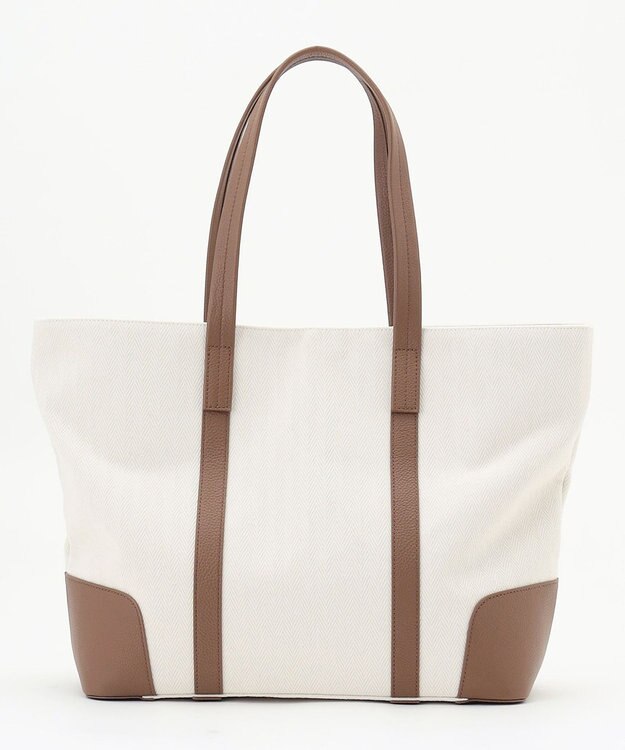 JOSEPH ABBOUD 【軽量/バッグINバッグ付き】ヘリンボンキャンバス トートバッグ アイボリー系