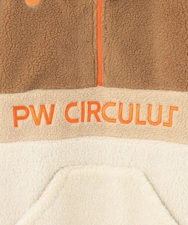 PW CIRCULUS 【MEN】【撥水/防風】ボア ハーフジップ フーデッド プルオーバー ベージュ系