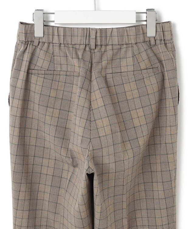 23区 【洗える】ドライ2WAYストレッチ チェック テーパード パンツ ブラウンチェック