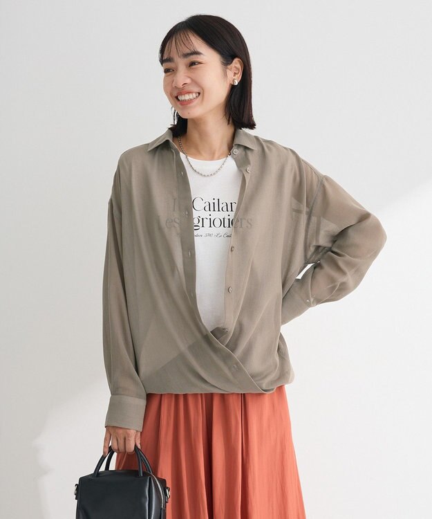 Green Parks カシュクールシアーシャツ Mocha