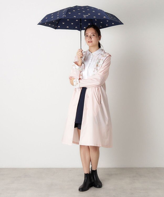 MOONBAT 【UVカット/コンパクト】ポール & ジョー (PAUL & JOE ACCESSOIRES) 折りたたみ雨傘 ドットヌネット ネイビーブルー