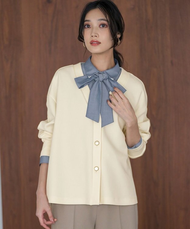 ANY SIS L カットジョーゼット カーディガン アイボリー