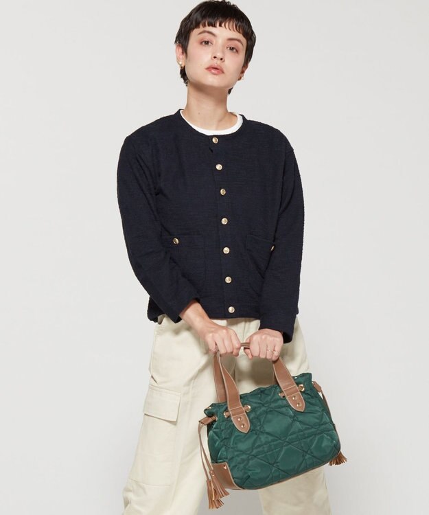 LA BAGAGERIE グリッドキルティングトート ダークグリーン