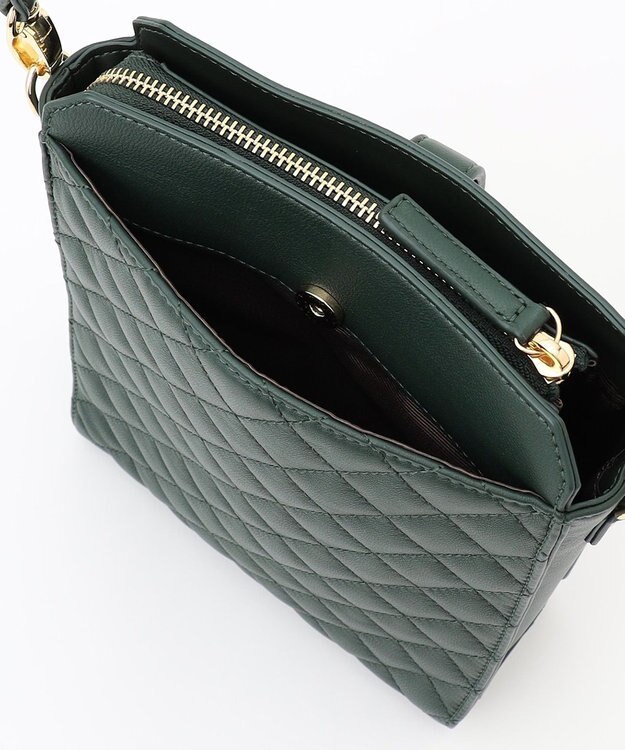 LA BAGAGERIE シープキルトWストラップスクエアショルダー グリーン