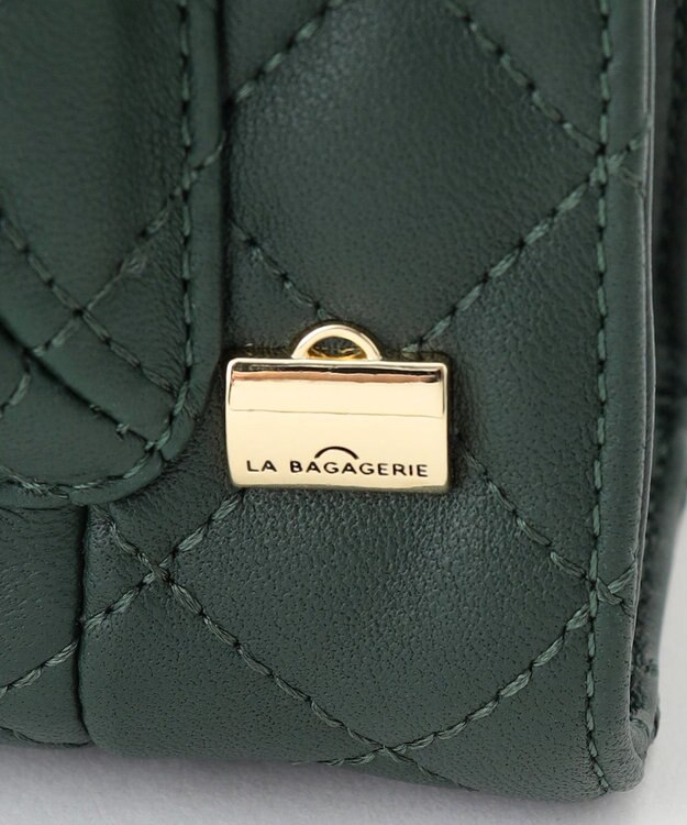 LA BAGAGERIE シープキルトWストラップスクエアショルダー グリーン