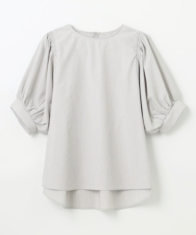 ANY 【抗菌防臭/速乾/手洗い可】エニィファンクション パフスリーブブラウス グレーストライプ